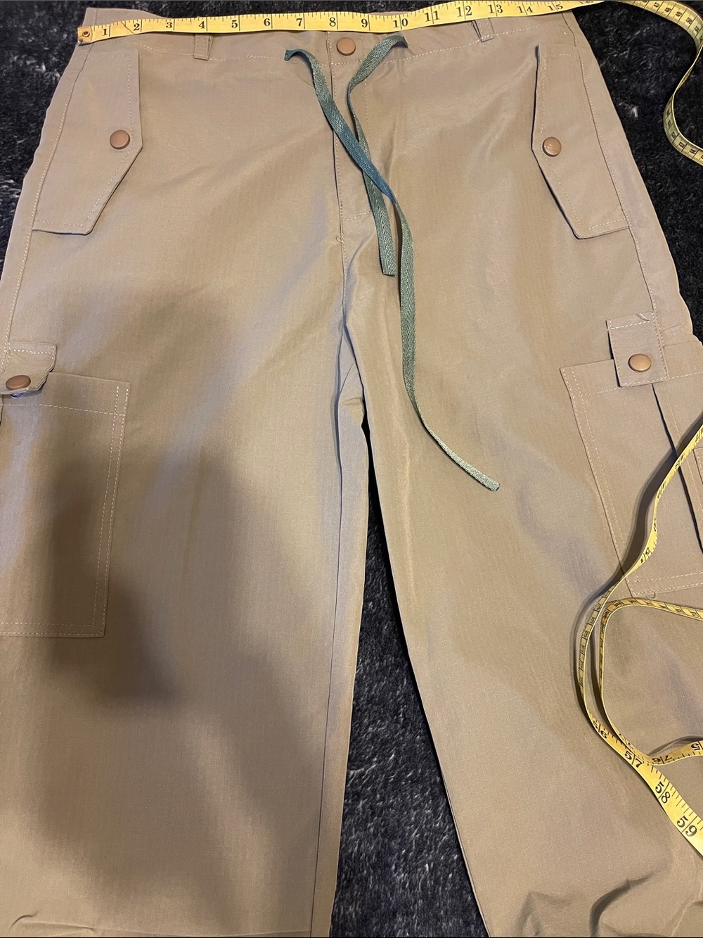 Men's Khaki Cargo Pants with Drawstring Waist